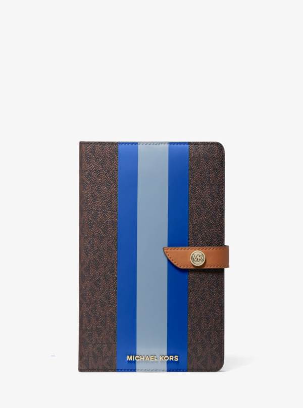 Damske Zápisník Michael Kors Logo Stripe Modre - Doplnky Michael Kors Nejlevnejsi | ANMLF-1073